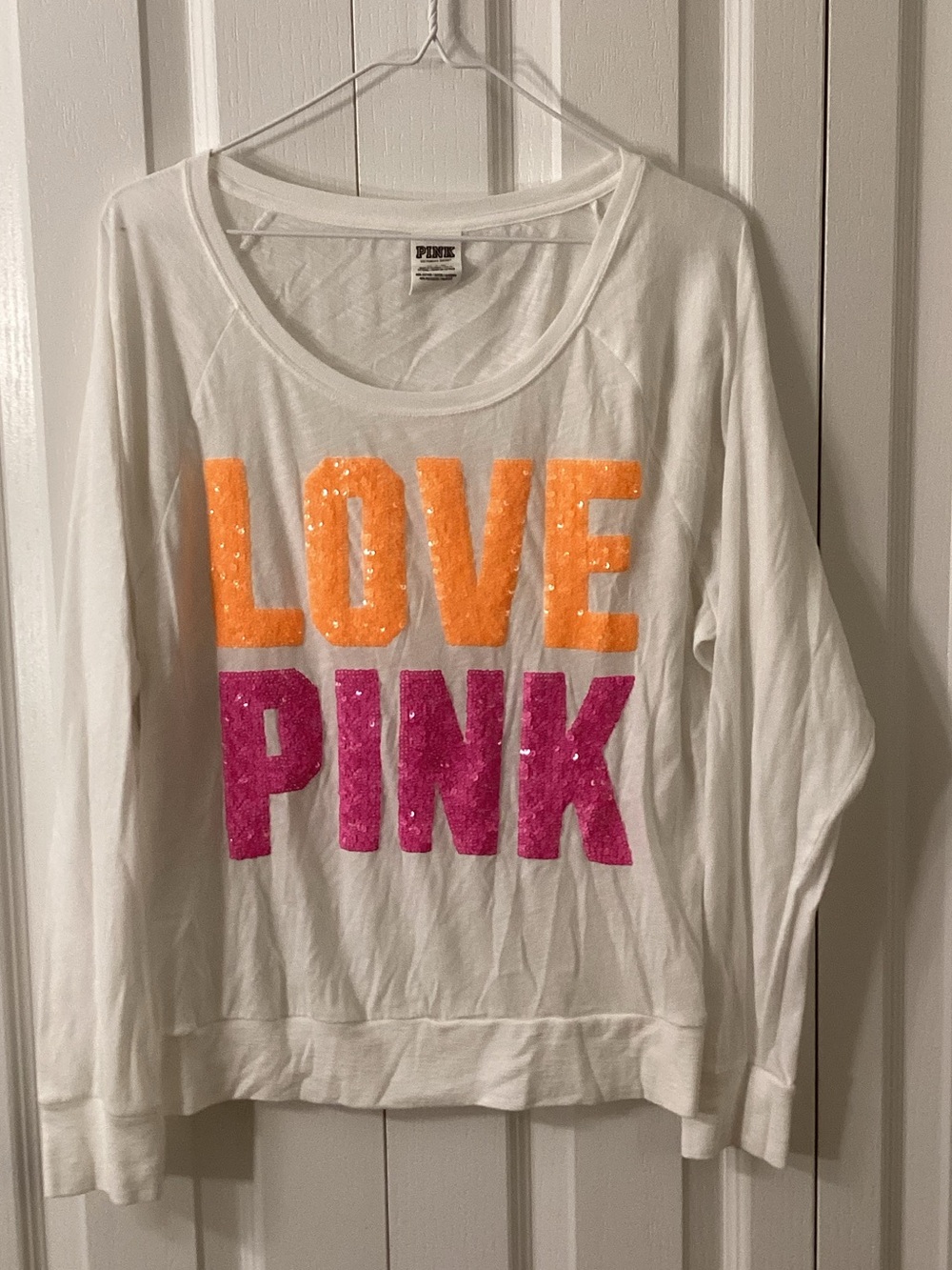 Victoria’s Secret PINK Bedazzled Orange/Pink Sequin Top Sz Medium